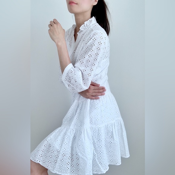 WHITE EYELET BUTTON DOWN DRESS - Picture 2 of 6